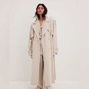 NA-KD Linen Blend Trench Coat